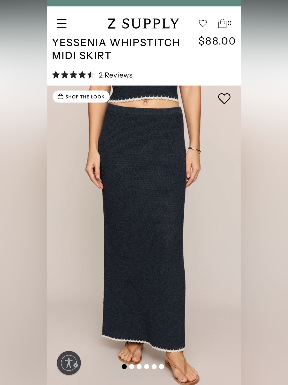 Z Supply Yessenia Whipstitch Maxi Skirt in Navy